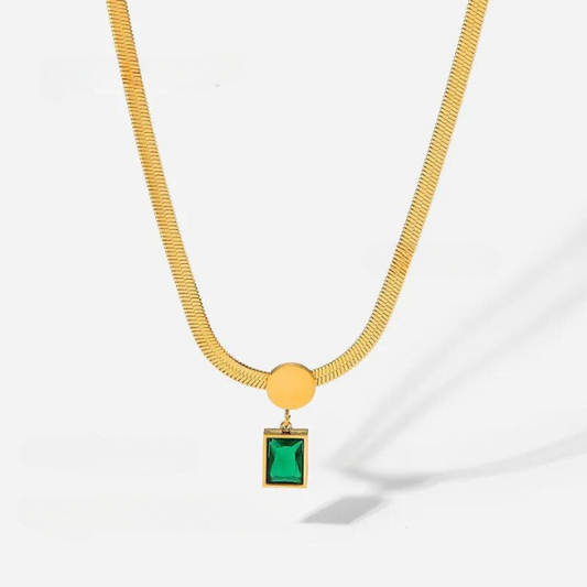 Flat Emerald Necklace