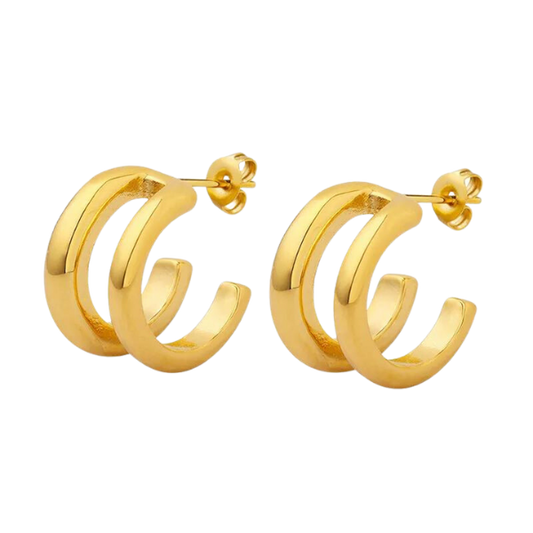 Gold Double C Earrings
