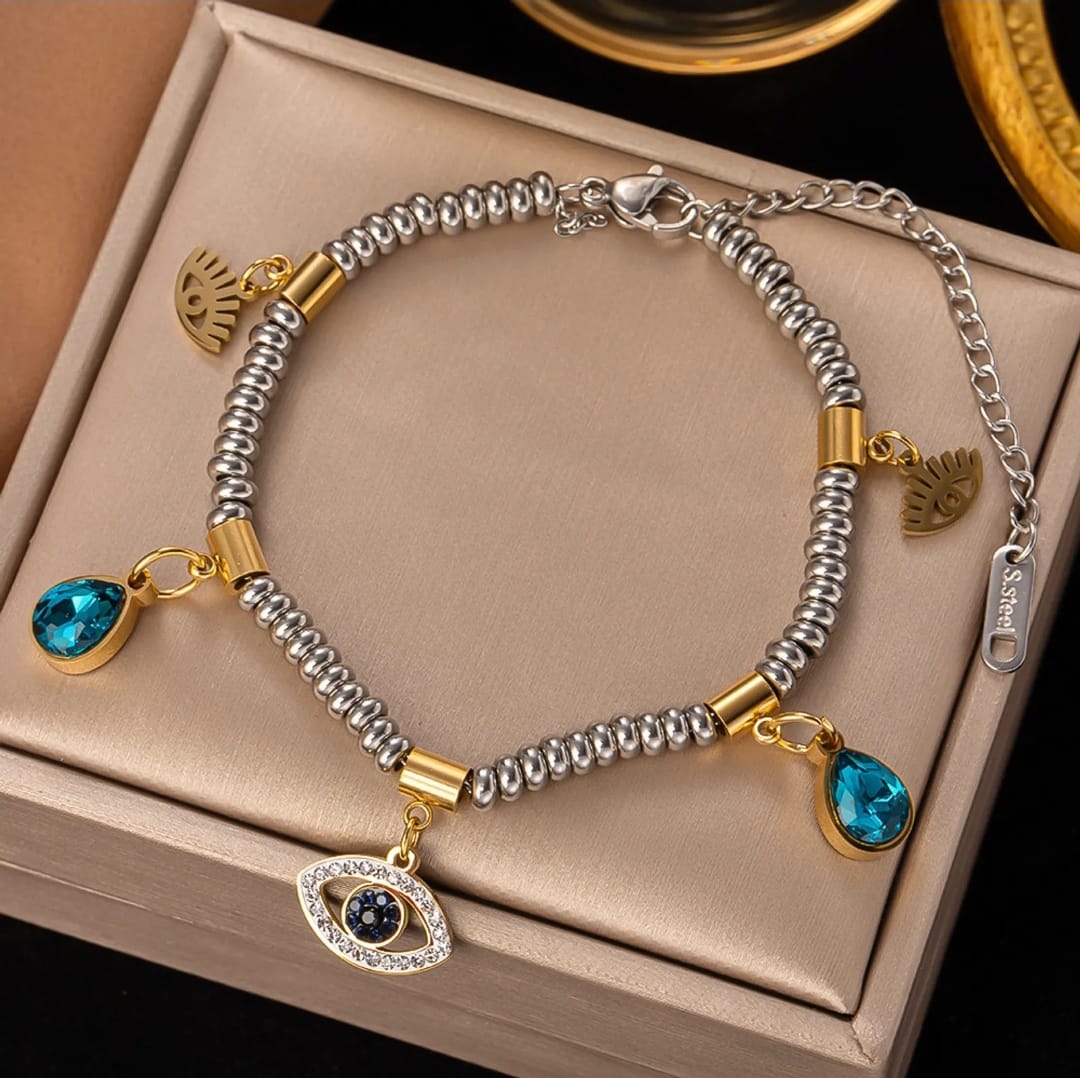 Blue Diamond Evil Eye Bracelet